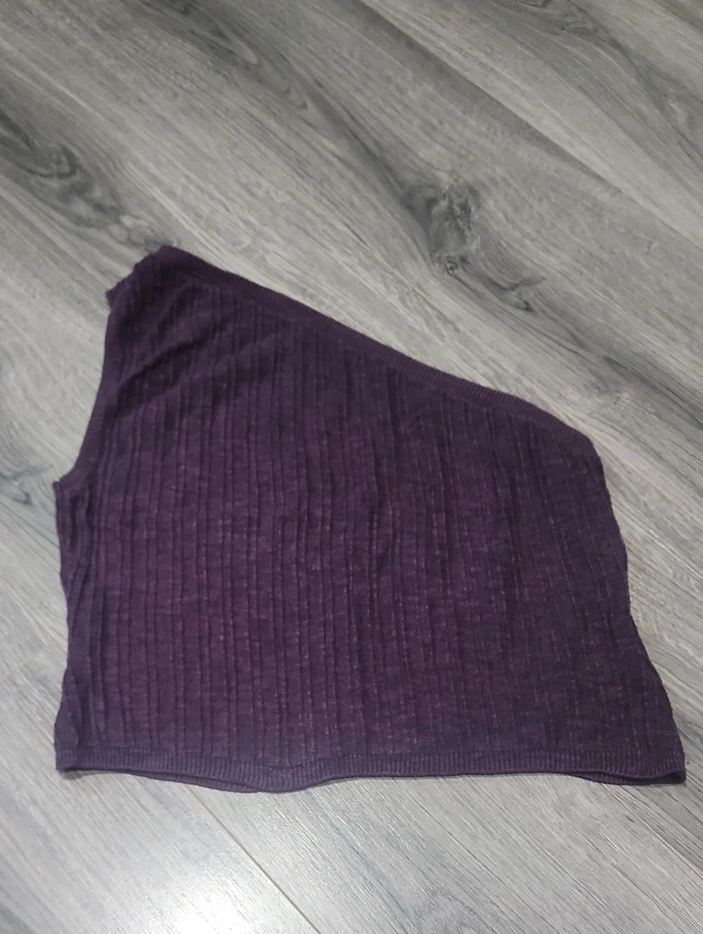 One-Shoulder Free People Ribbed Knit Top - Deep Purple
